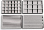 Frebeauty Stackable Velvet Jewelry Organizer Trays for Drawers Inserts Jewelry Storage Tray Display Case Earrings Bracelets Necklace Rings Accessories Trays for Women(Set of 4)(Grey).
