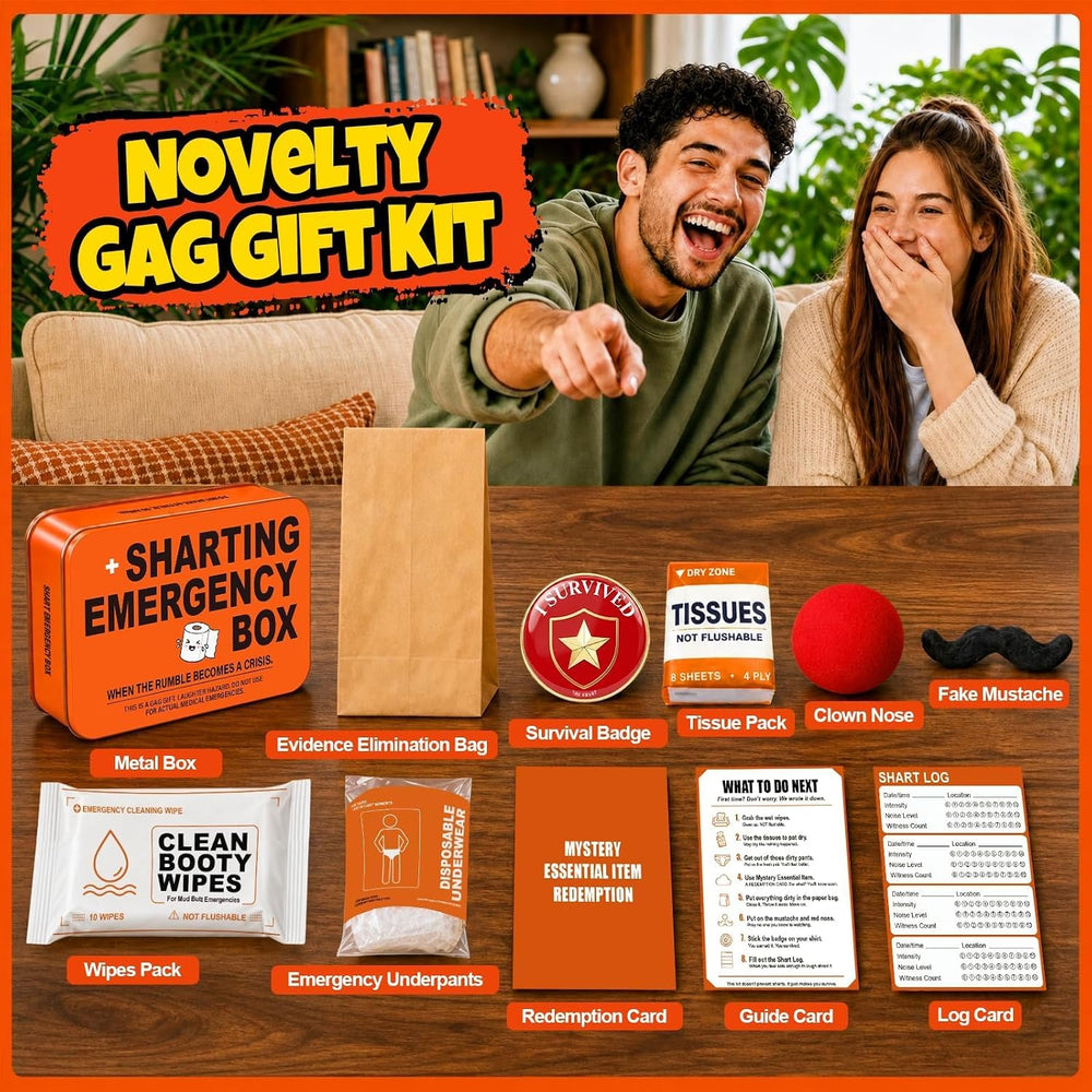 Funny Sharting Survival Kit, White Elephant Prank Gag Gifts for Men