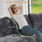 ovios Modular Sectional Sofa Couch with U-Shape Chaise Ottomans, Comfy Plush Corduroy Cloud Couches, Modern Luxury Deep Seat Sofas Set for Living Room, 9-Seater, Grey