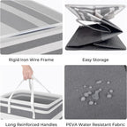 HomeHacks 2 Pack Large Laundry Baskets, Waterproof, Freestanding Laundry Hampers, Collapsible Clothes Hamper with Reinforced Handles in Laundry Room, College Dorm, Bathroom, Bedroom (Grey, 75Lx2)