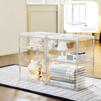 LXLXXL Clear Acrylic Display Case with 2 Tier Removable Shelf for Figures | Clear Acrylic Showcase for POP MART Figures, Makeup, with 2 Removable Shelves, Dustproof Collectible Display Box Organizer