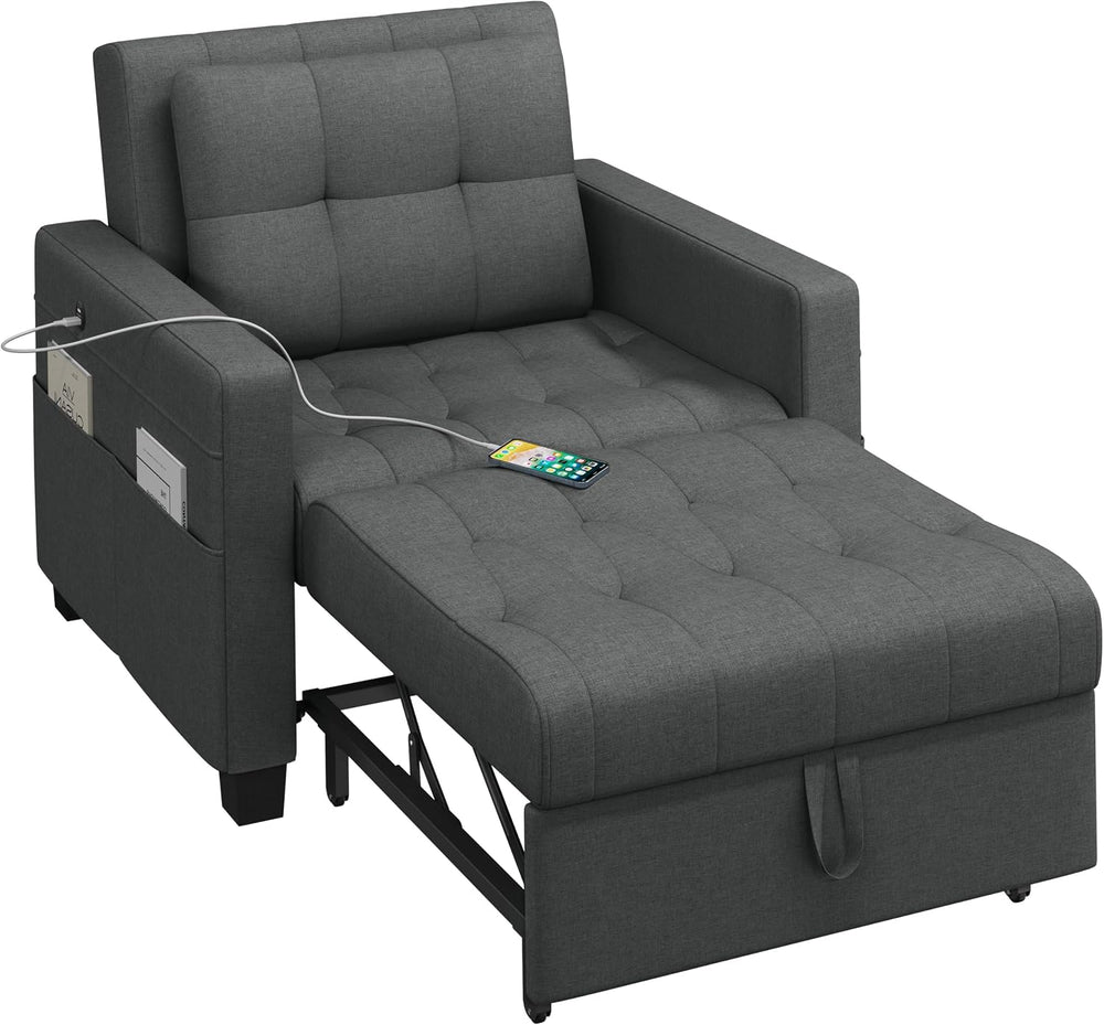 Yaheetech Convertible Futon Sofa Bed 3-in-1 Sleeper Chair Bed Tufted Couch wi...