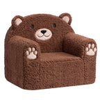 Sherpa Kids Armchair, Kids Sofa, Toddler Animal Brown Bear Reading Chair | Machine washable removable cover, lightweight foam lounge chair for toddlers ages 1–6, no assembly required