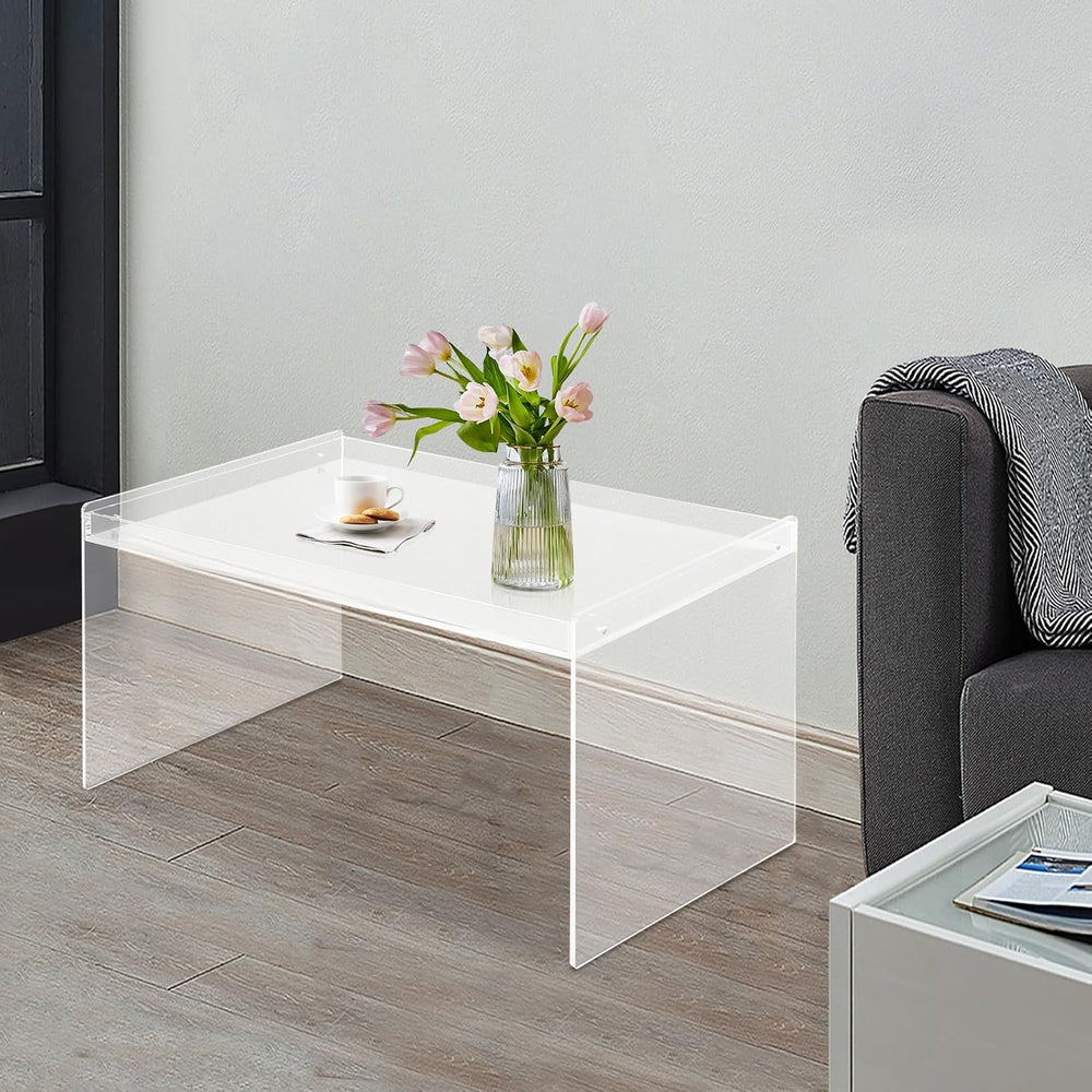 Modern Acrylic Table Clear, Rectangle Acrylic Side Table Furniture, Modern Te...