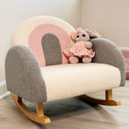 Qaba Kids Sofa Toddler Rocking Chair Solid Wooden Frame 18-36 Months Gray | Faux Lamb Fleece Fabric, Kids Arm Chair, Nursery Or Playroom