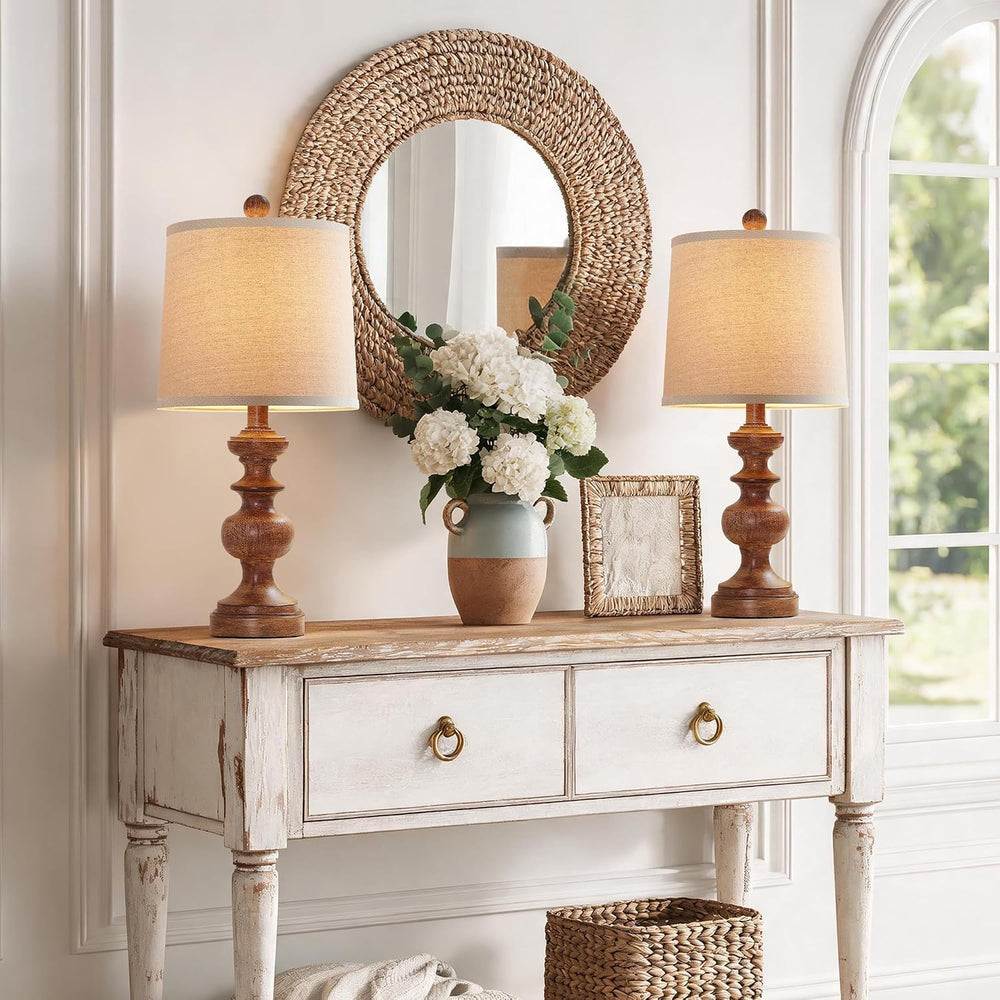 PARTPHONER Farmhouse Table Lamp Set of 2, Rustic Table Lamps for Living Room ...