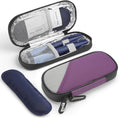Insulin Travel Case Diabetic with 2 Reusable Ice Packs for Insulin Pen and Other Diabetic Supplies, Insulin Cooler Travel Case for The Daily Life and Trip, Purple with Gray