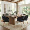 Black and Gold Velvet Dining Chairs, Modern Dining Room Chairs with Arms Set of 6 Upholstered Accent Chair Armchair with Barrel Back for Kitchen Living Room