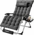 Oversized Zero Gravity Padded Chair XXL 33In Reclining Camping Lounge Chair | w/Removable Cushion & Headrest & Upgraded Lock & Footrest & Cup Holder Foldable Recliner for Indoor Outdoor,500LBS Capacity