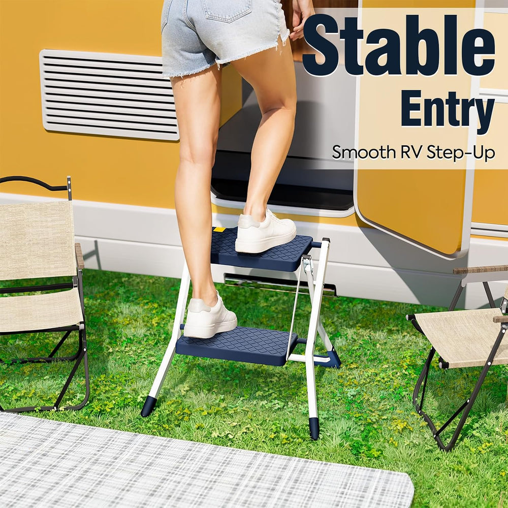 URACKIFY 2 Step Stool Ladder, Folding Step Ladders for Home, 330lb Cap,Blue |...