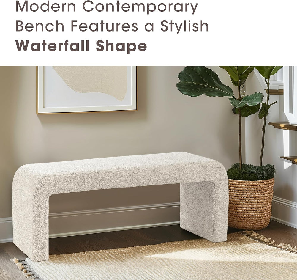 Ink+Ivy Steve Entryway Accent Bench Padded, Cozy Plush Boucle Upholstered Ben...