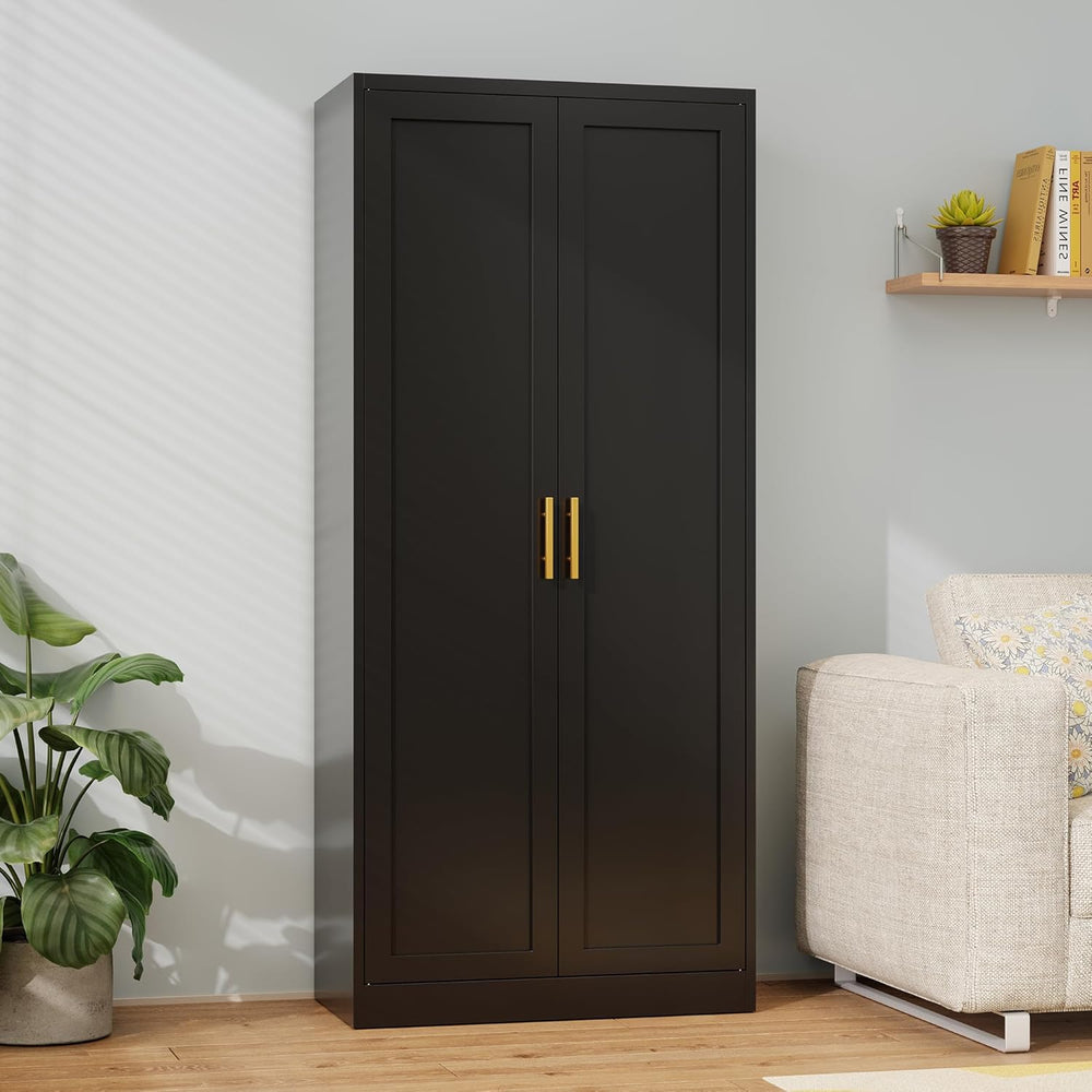 Metal Kitchen Pantry Cabinet, 71"H x 28"W x 14"D Cabinet with ...