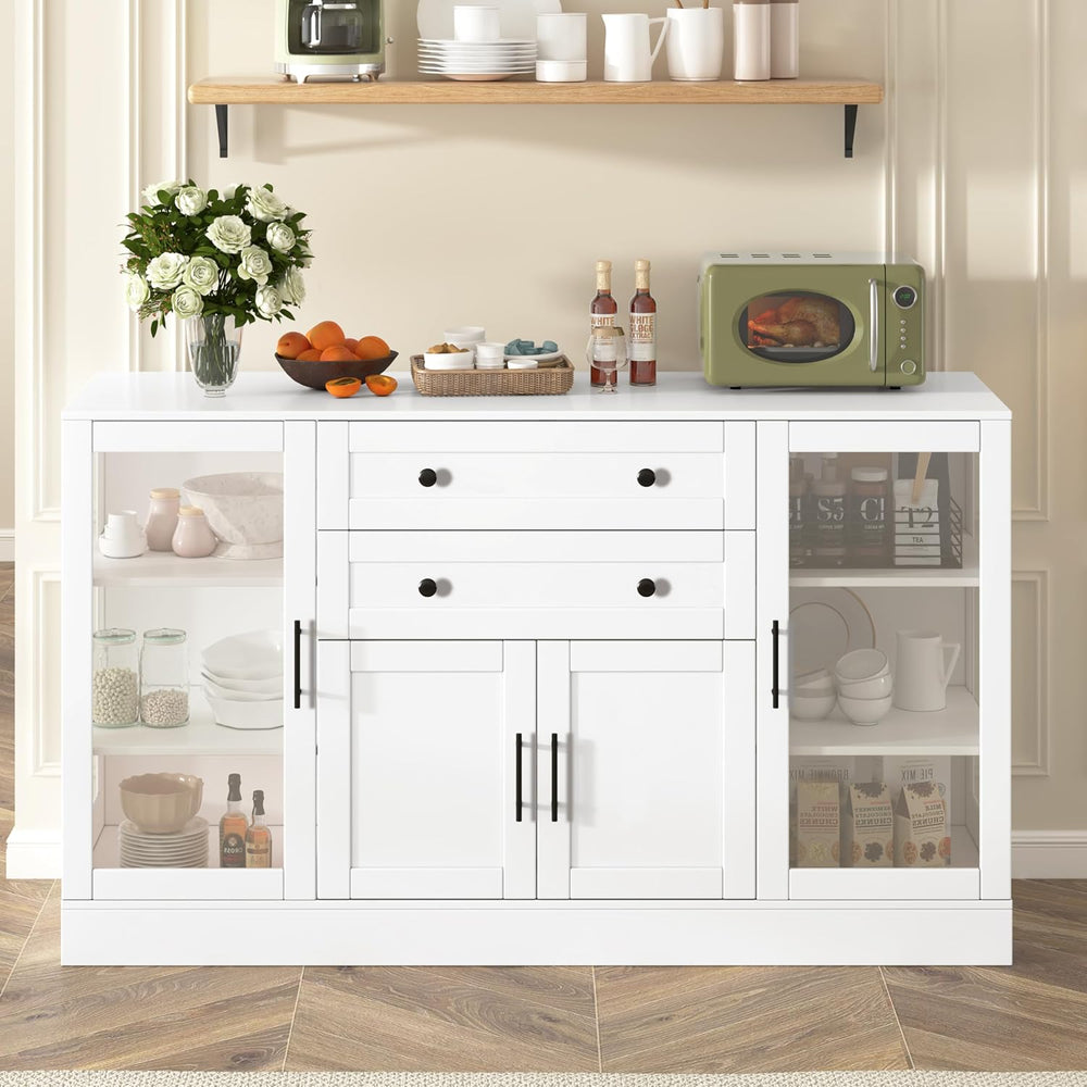 58.3" Modern Buffet Sideboard with 4 Doors & 2 Drawers, Modern Buffe...