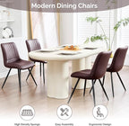 Dining Chairs Set of 2, Modern Dining Chairs with Thick Cushions, PU Leather Upholstered Kitchen Dining Room Chairs with Metal Legs for Dining Living Room (Dark Brown)