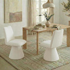 Swivel Dining Chairs Set of 2, Modern Upholstered Dining Chair Mid Century Kitchen Chairs with High Back, 360 Degree Rotating Vanity Chair for Dining Room, Bedroom, Farmhouse, Beige