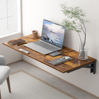 Need Wall Mounted Desk - Heavy Duty Folding Work Table Length 36" Width 20"/Small Space Hanging Desk Perfect Addition to Home/Office/Kitchen & Dining Room Rustic Brown AC15-9050FG-ND
