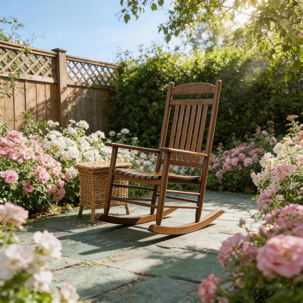 Wooden Outdoor Rocking Chair, Weatherproof Oversized Rocking Chair, Heavy Dut...