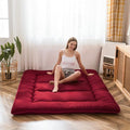 MAXYOYO Japanese Floor Mattress Futon Mattress, 4" Thicken Tatami Mat Sleeping Pad Foldable Roll Up Mat Boys Girls Dormitory Pad Kids Floor Lounger Pillow Bed, Charcoal Grey, Queen Size