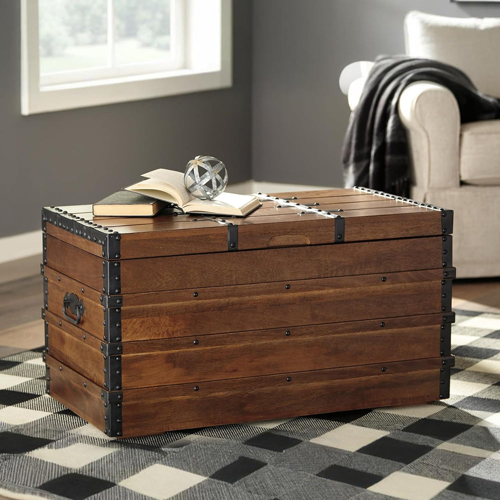 Signature Design by Ashley Storage Trunk Coffee Table, Brown, Kettleby | Coff...