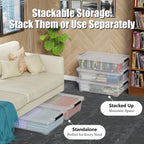 3 Packs 40 L Plastic Underbed Storage Containers with Lids, Clear Latching Bin Box with wheels