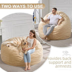 Hobestluk 5FT Bean Bag Chair Giant Bean Bag Chairs for Adults Large Bean Chairs with Removable Cover, Beanbag Chair with Filler, Adult Bean Bag Chairs for Living Room, Bedroom