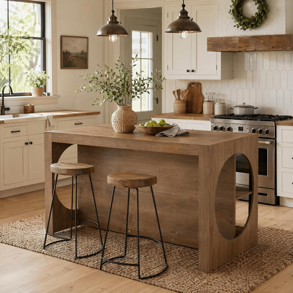 Tribesigns 63-Inch Kitchen Island with Seating and Storage | 3-Tier Farmhouse...