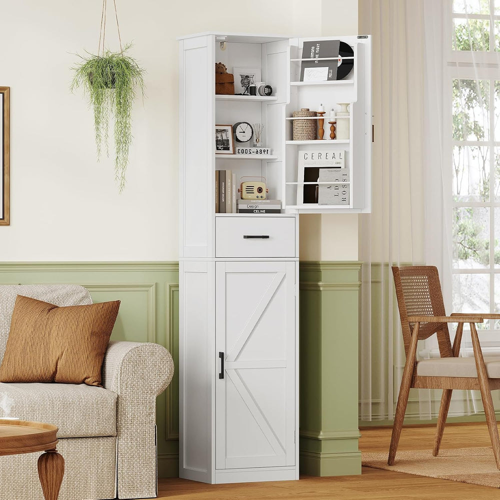 Tall Storage Cabinet with Door Shelves & Drawer, Kitchen Pantry Cabinet