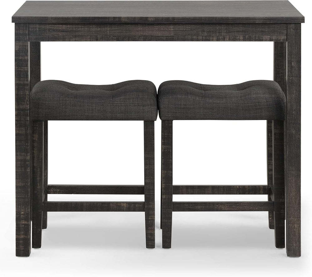 Roundhill Furniture Sora Wood 3-Piece Counter Height Dining Set, Grey,Grey