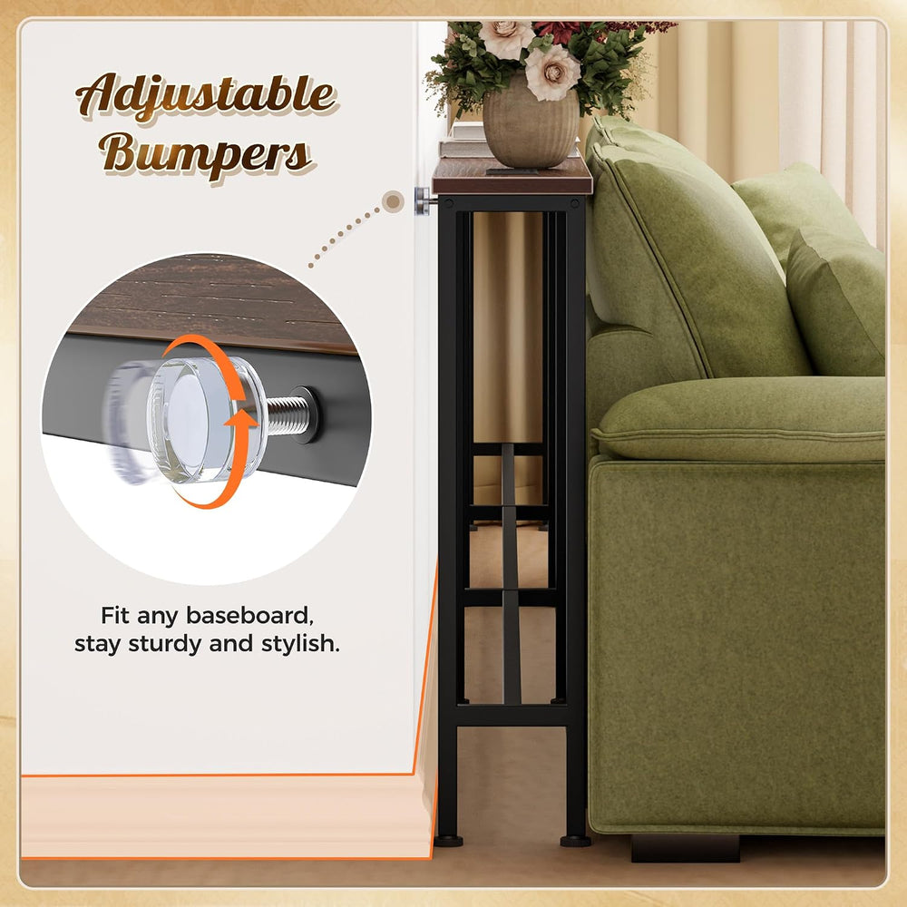 Huuger 118 Inch Sofa Table with Power Outlets, Skinny Behind Couch Table | 5....