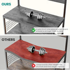 OLIXIS Standing Bakers Rack with Power Outlet, 23.6 Inch Microwave Stand | Kitchen Storage Rack, 3 Adjustable Shelves, Coffee Bar Organizer, Small Appliances, Space Saver, Grey