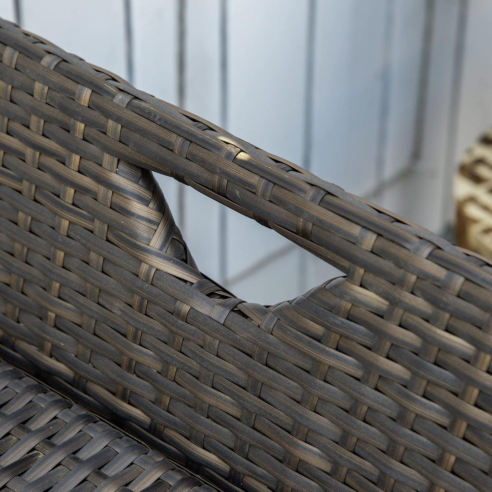 27 Gallon Patio Wicker Storage Bench, Outdoor PE Rattan Patio Furniture, 2 in...