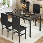 Hooseng Dining Table Set for 4, Modern Faux Marble Kitchen Table with 4 PU Leather Chairs, 5 Piece Dining Room Sets for Dinette, Breakfast Nook, Black