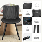 Dining Chair Set of 6 PU Leather Dining Room Chairs Upholstered Comfy Dining Chairs Modern Kitchen Armless Side Chair with Sturdy Metal Legs,Black