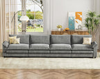 Homall 159" Modular Sectional Sofa, Linear Sofa Couch with Double-Layer Cushion, DIY Combination Chenille Deep 4-Seat Cloud Couch for Living Room, Apartment (Light Grey, Linear Sofa)