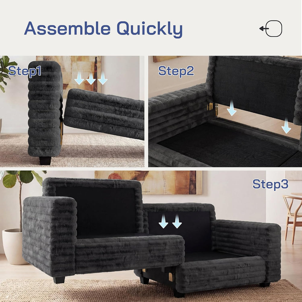 78.7" Corduroy Love Seat Sofa, Cloud Deep Seat Couch with Legs 2 Pillows...