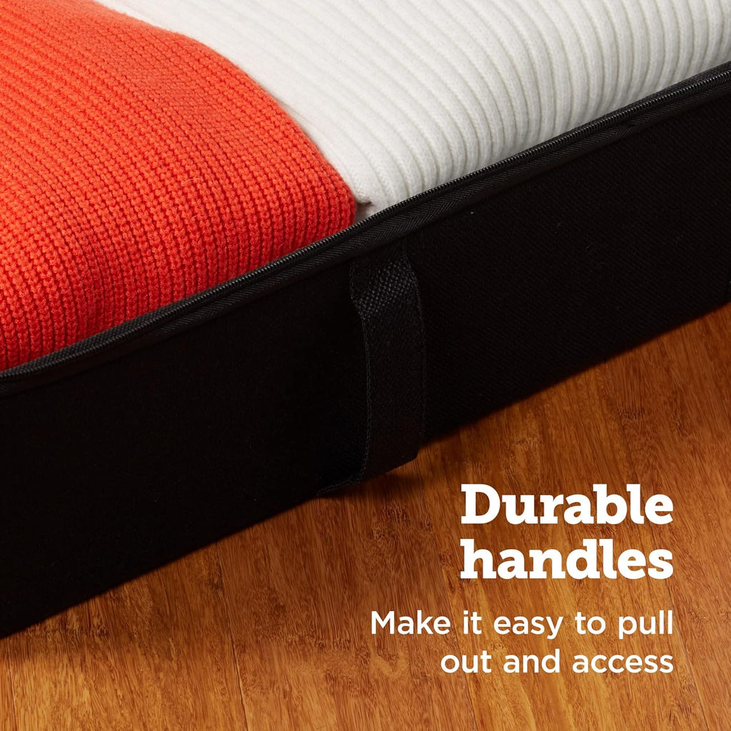 storageLAB Under Bed Storage Containers, Closet Organizers and Storage Bins, 2 Pack Underbed Clothes Storage Organizer with Sturdy Handles for use Under the Bed, End of Bed, Bed Accessories, Comforter