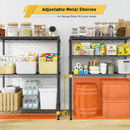 450LBS Storage Shelves 3 Tier Metal Shelving Unit Adjustable Wire Shelving Storage Rack Pantry Shelves for Kitchen Laundry Office Dorm Closet Bathroom 24" W x 30" H x 14" D Black