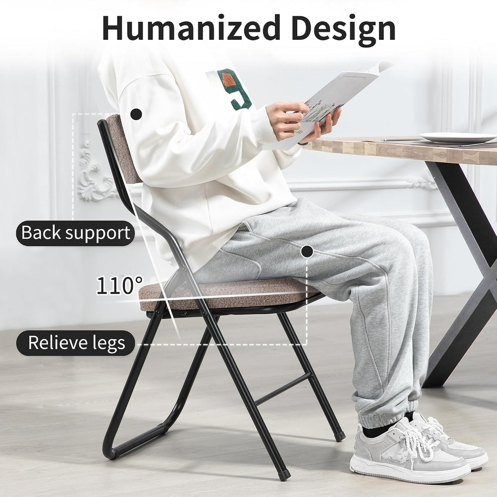HOMEFUN Padded Folding Chairs, Dining Chair, Teddy Coffee Brown, 4 Pack | Fol...