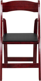 Flash Furniture 2 Pack HERCULES Series Mahogany Wood Folding Chair with Vinyl Padded Seat