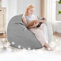 Cooling Bean Bag Cover for Hot Summer (No Filler), Giant Bean Bag Chairs for Stuffed Animals Storage, Large Bean Bag Chair Covers for Adults, Bean Bag Couch Sofa for Toddler/Kids (Grey,4FT)