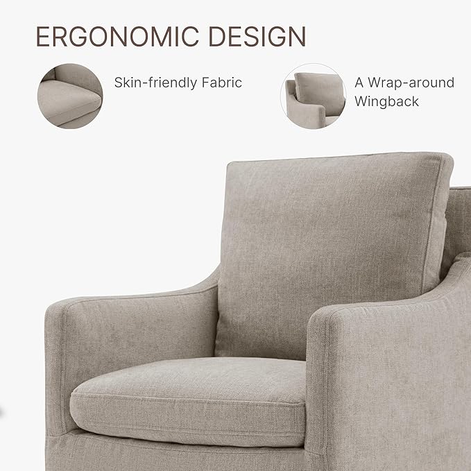 Upholstered Dining Chairs with Casters, No Assembly Modern Accent Armchair with Rollers for Dining Room, Bedroom, Living Room, Reading Room, Already Assembled, White, 1 Box