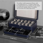ROTHWELL 12 Slot Leather Watch Box with Valet Drawer - 12 Slot Luxury Watch Case Display Organizer, Microsuede Liner, Mens Accessories Holder, Jewelry Case, Jewelry Display Organizer (Dark Blue/Grey)
