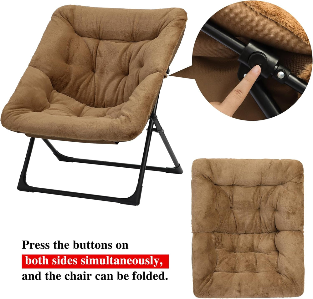 Comfy Saucer Chair for Adults, Set of 2, Soft Faux Fur Bedroom Chair, Accent ...