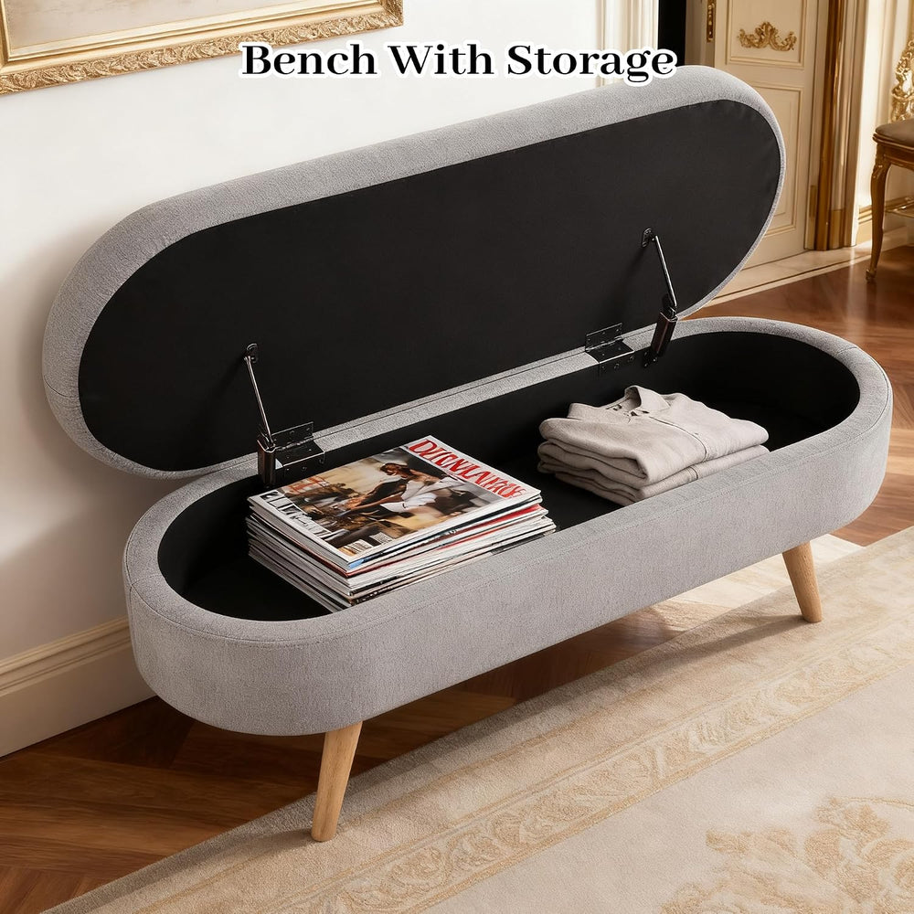 Storage Bench, 43" Storage Ottoman Bench for Bedroom, Upholstered Entryw...