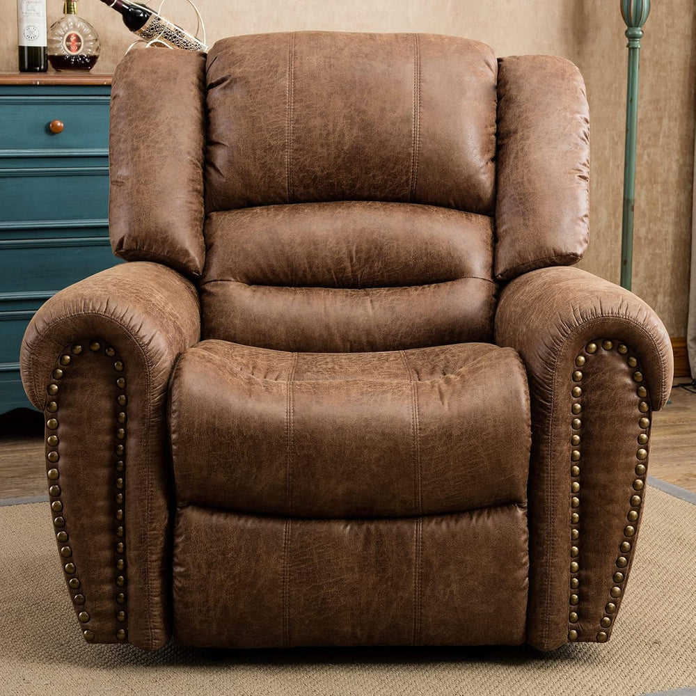 CANMOV Leather Recliner Chair, Classic and Traditional Manual Recliner Chair ...
