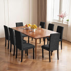 CHUN YI Upholstered Dining Chairs Set of 8, Fabric Dining Room Chairs with Solid Wood Legs, Modern Parson Chairs for Kitchen, Restaurant, Hotel, Black