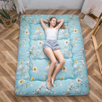 MAXYOYO Japanese Floor Mattress Futon Mattress, 4" Thicken Tatami Mat Sleeping Pad Foldable Roll Up Mat Boys Girls Dormitory Pad Kids Floor Lounger Pillow Bed, Charcoal Grey, Queen Size