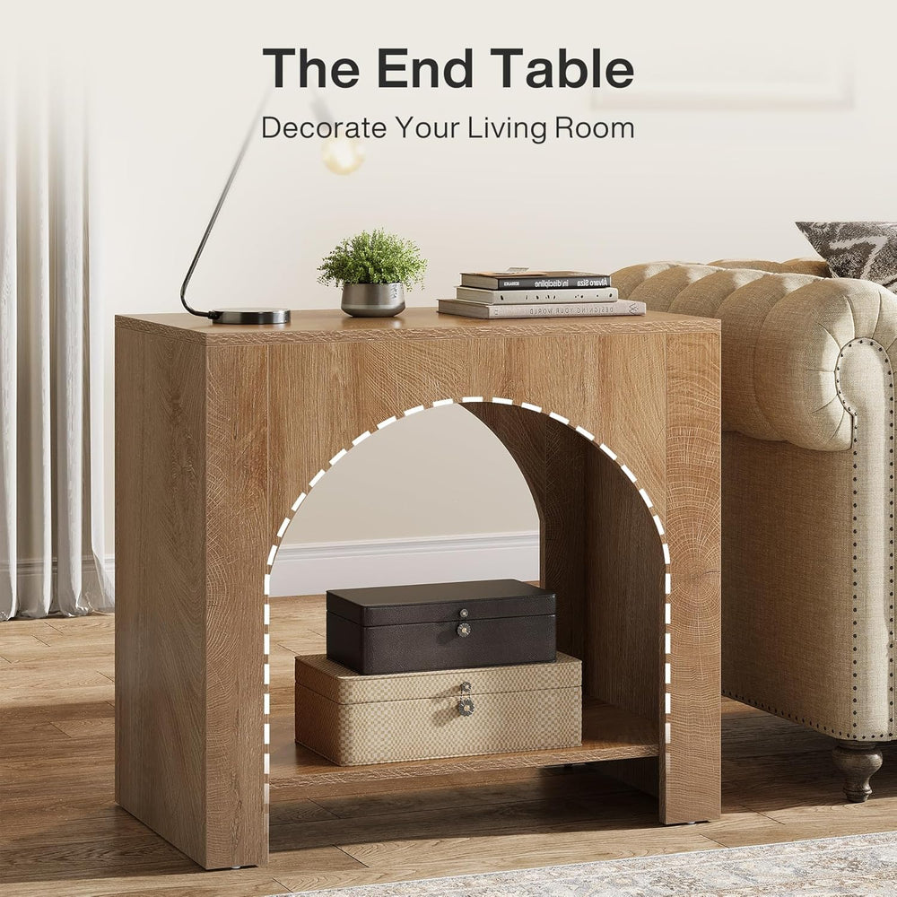 Tribesigns Farmhouse End Side Table of 2 Packs, Large Sofa Side Table with Wo...