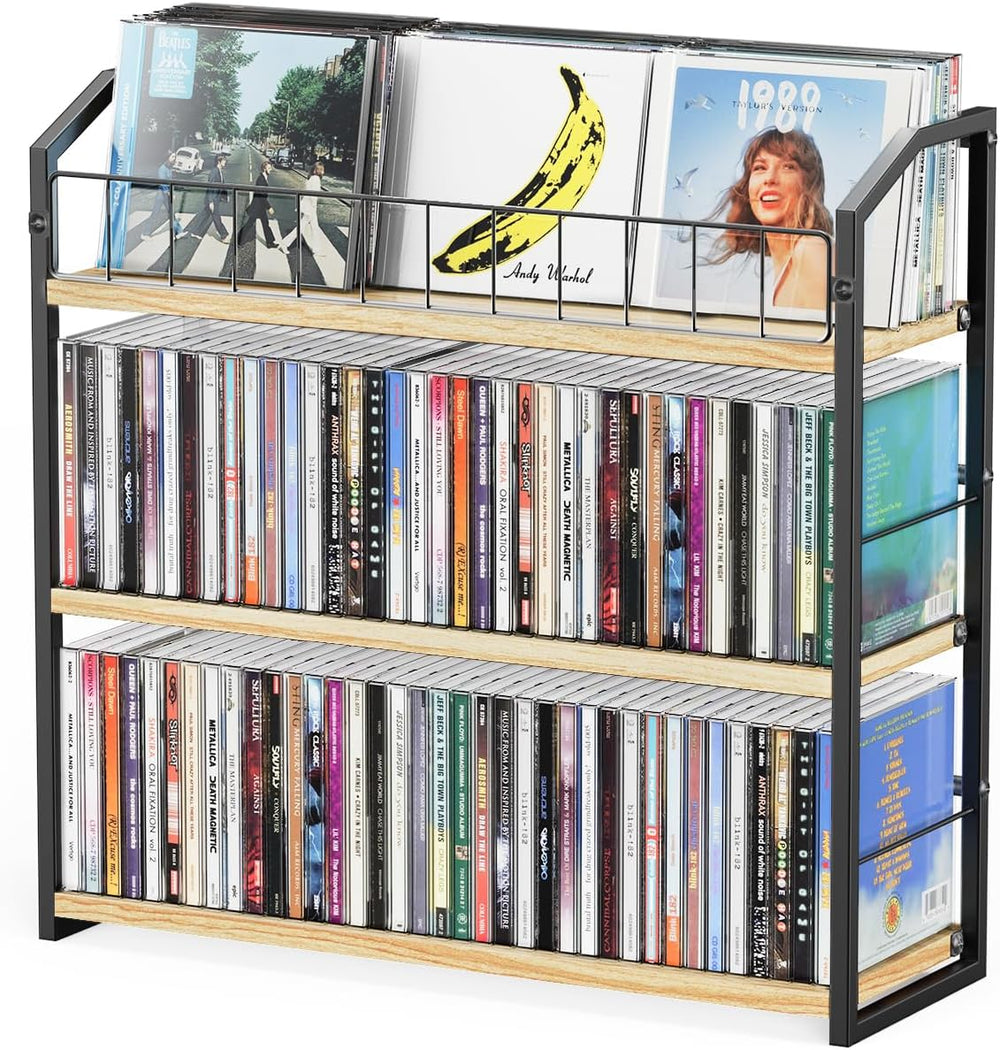 3-Tier CD Holder, CD Storage Rack for Non-slip Feet, Premium Display Organize...