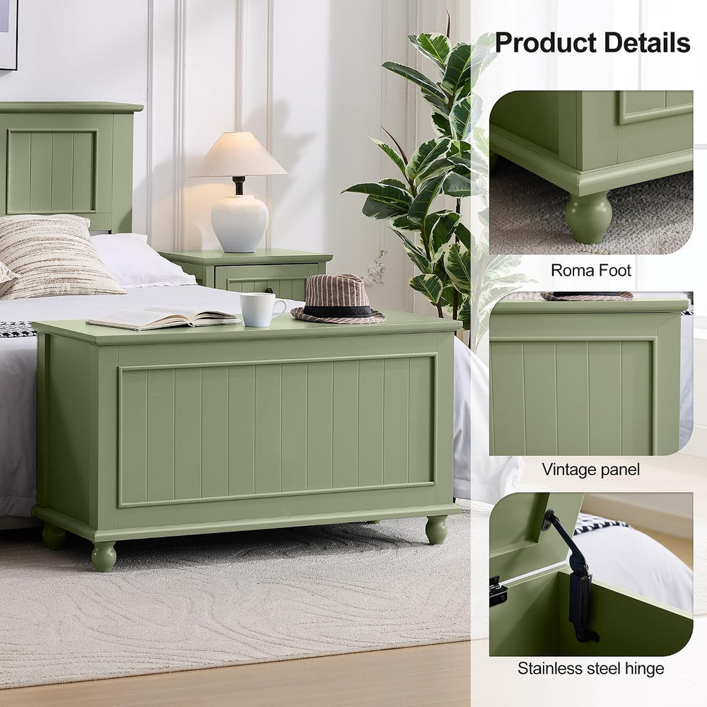 Scurrty Antique Style Storage Bench for End of Bed,Heavy Duty Long Ottoman Be...